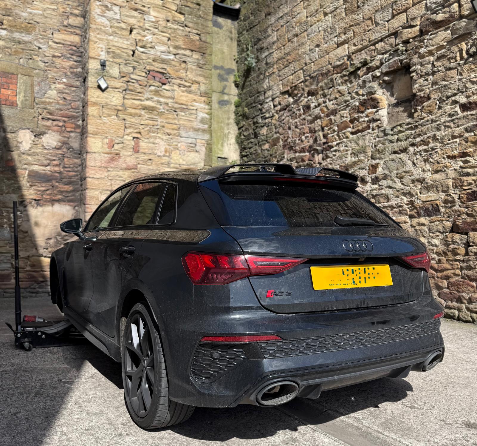 Audi e-tron up for a wheel change at RS Tyres, Burnley