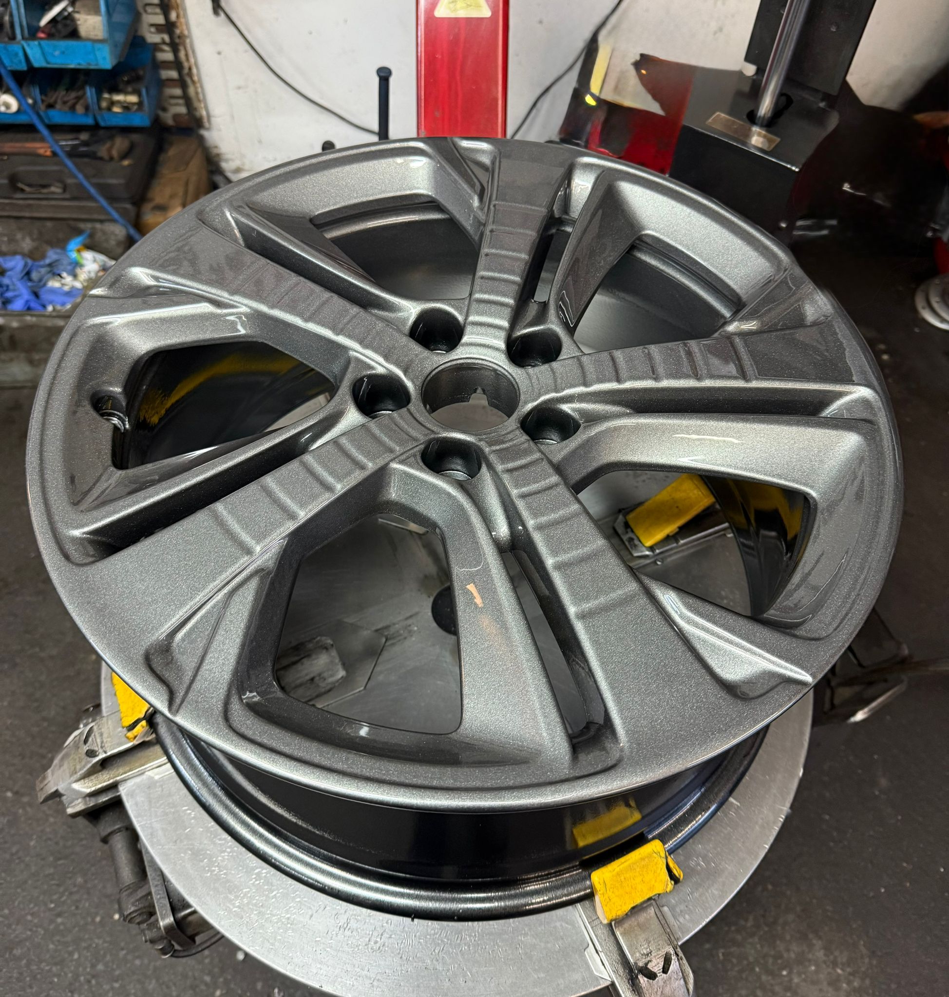5-spoke alloy powder-coated in a tough gunmetal grey — Burnley